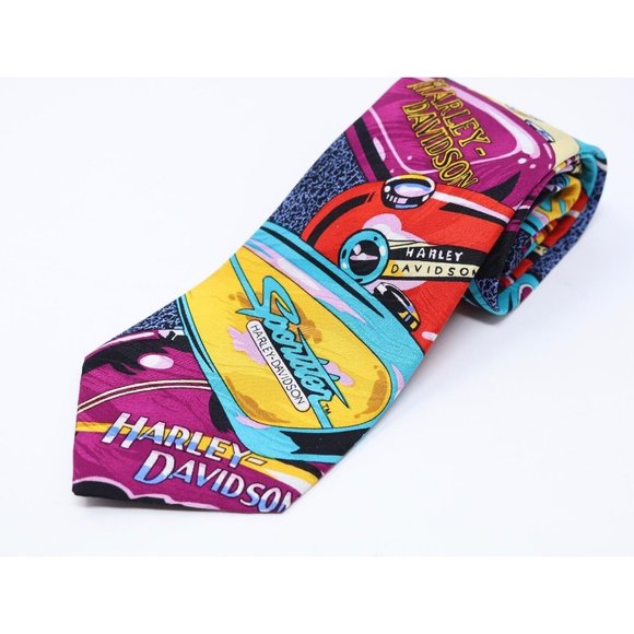 Harley-Davidson Other - Harley Davidson Motorcycle 100% Silk Necktie RM Style Bike Graphic Cycle VTG Tie